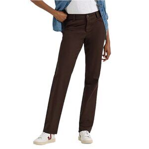 Liz Claiborne Straight Leg Pants Womens 10 Brown Mid Rise Stretch Casual Pants